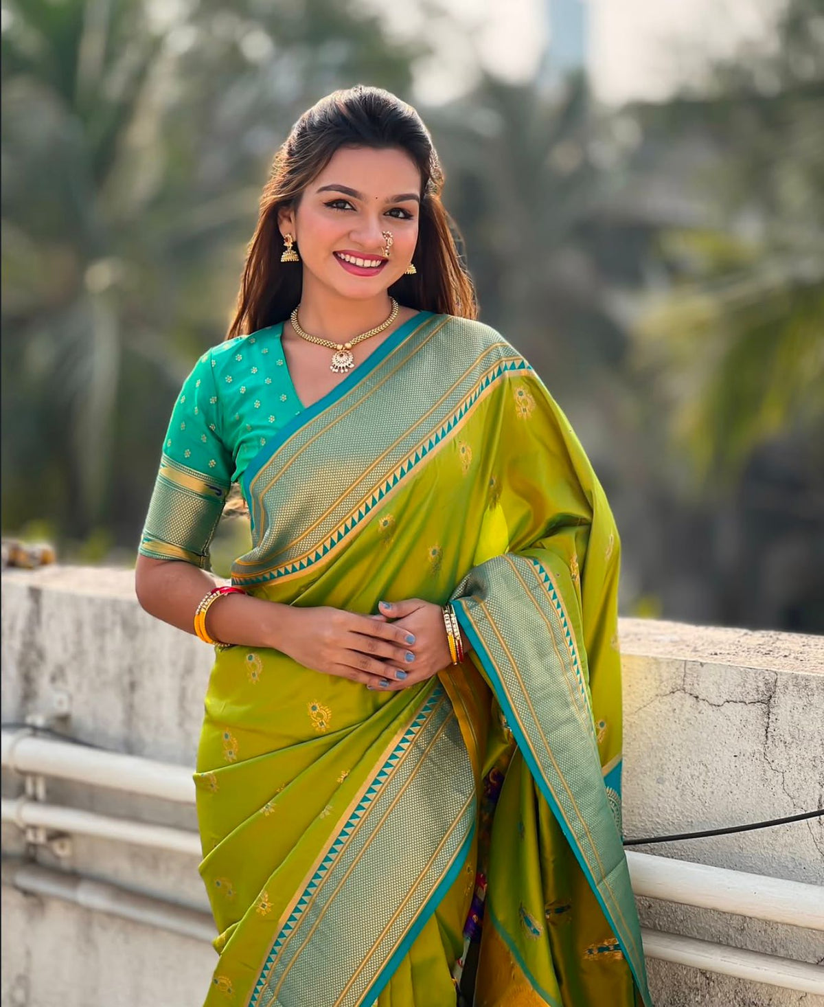 Megha Nath Paithani Soft Silk Saree with Meenakari Pallu