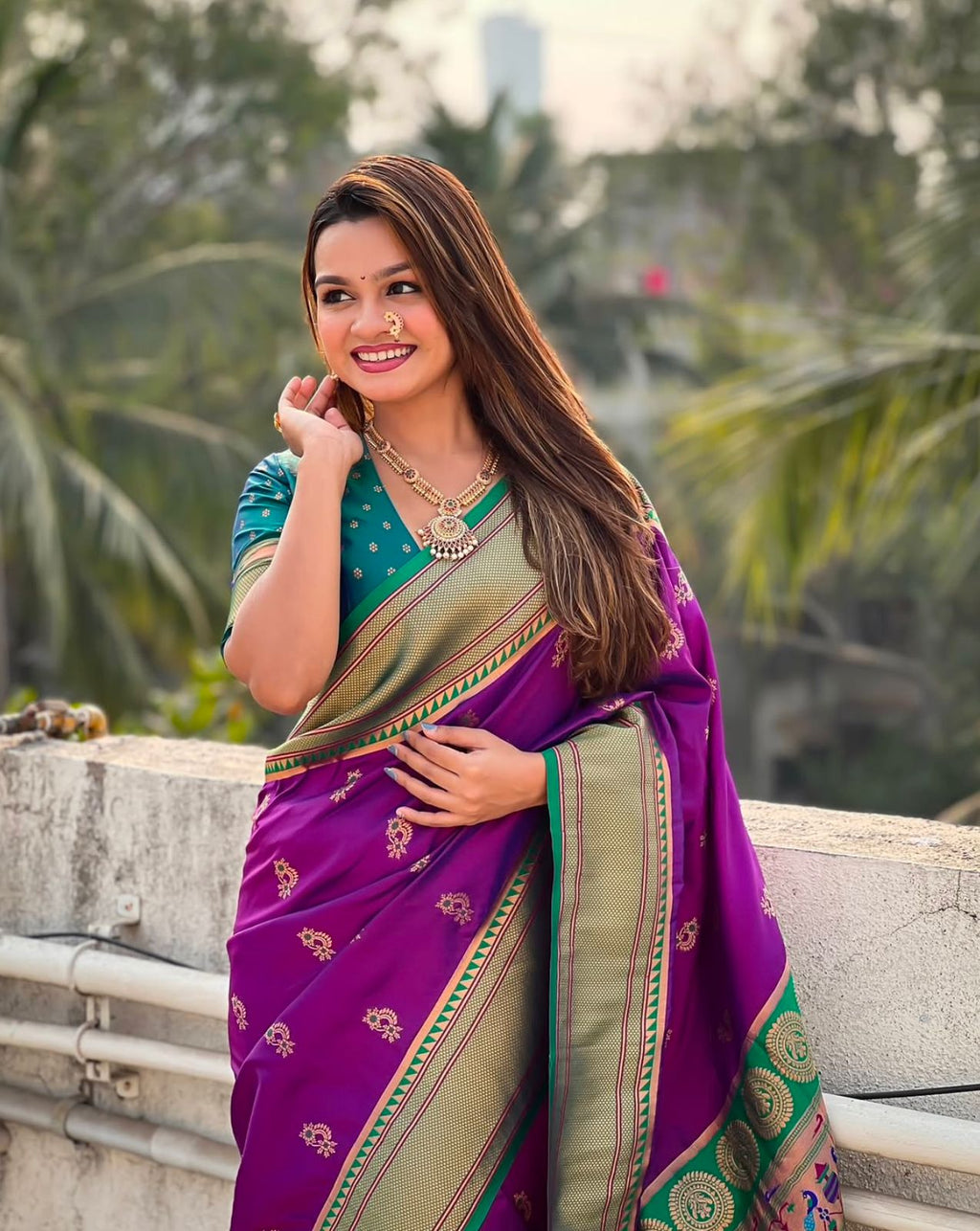 Megha Nath Paithani Soft Silk Saree with Meenakari Pallu
