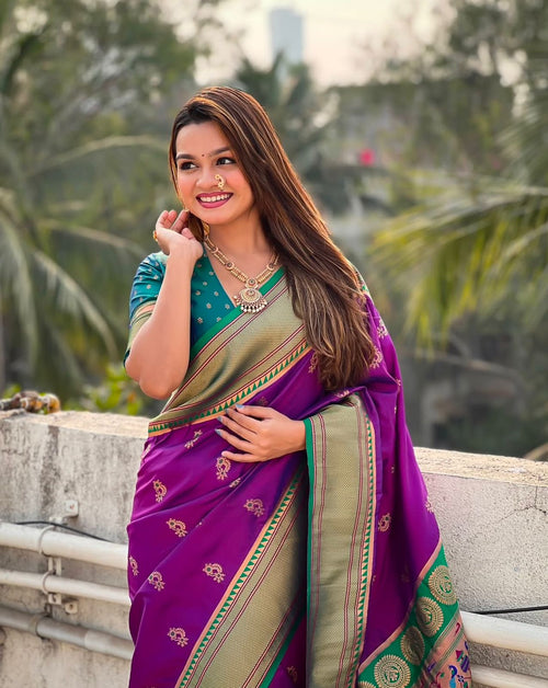 Megha Nath Paithani Soft Silk Saree with Meenakari Pallu