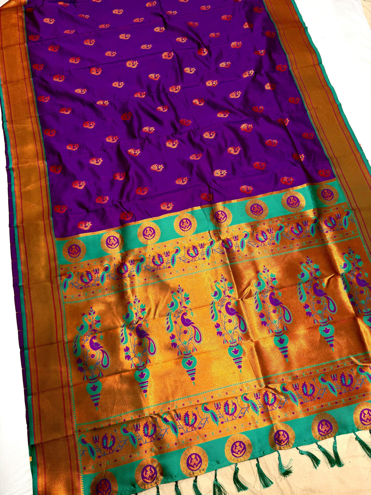 Megha Nath Paithani Soft Silk Saree with Meenakari Pallu