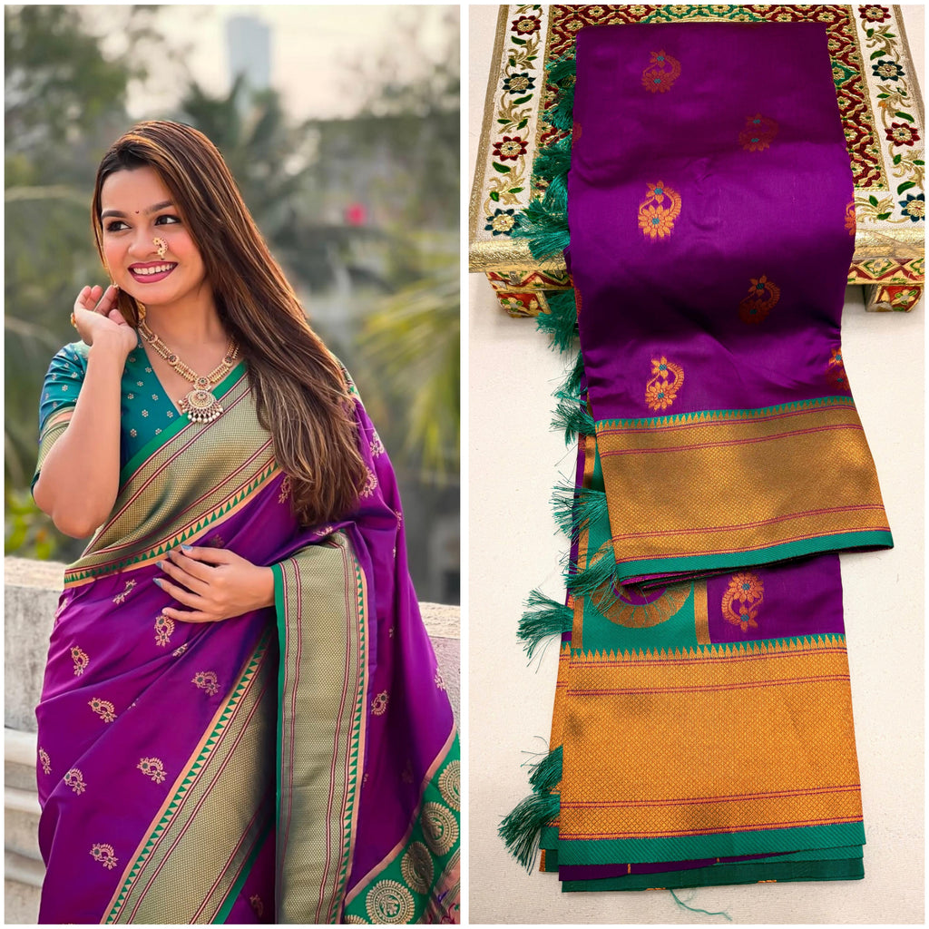 Megha Nath Paithani Soft Silk Saree with Meenakari Pallu