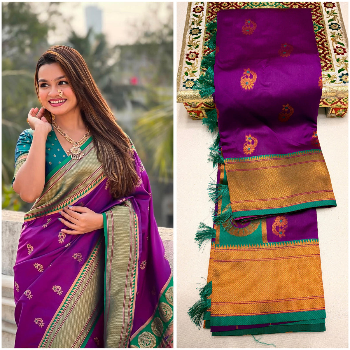 Megha Nath Paithani Soft Silk Saree with Meenakari Pallu
