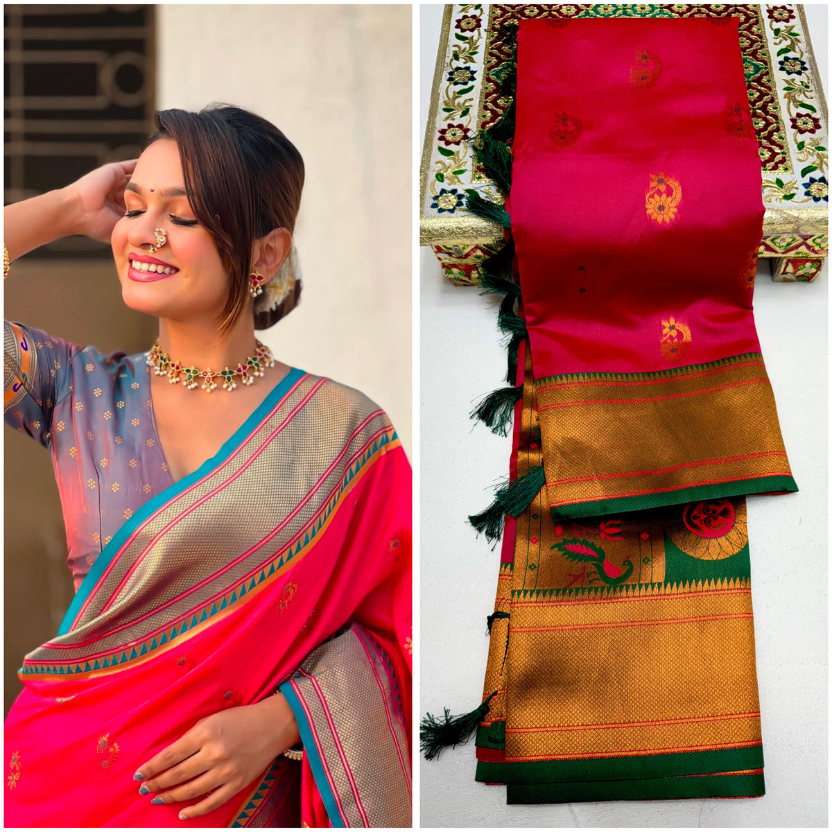 Megha Nath Paithani Soft Silk Saree with Meenakari Pallu