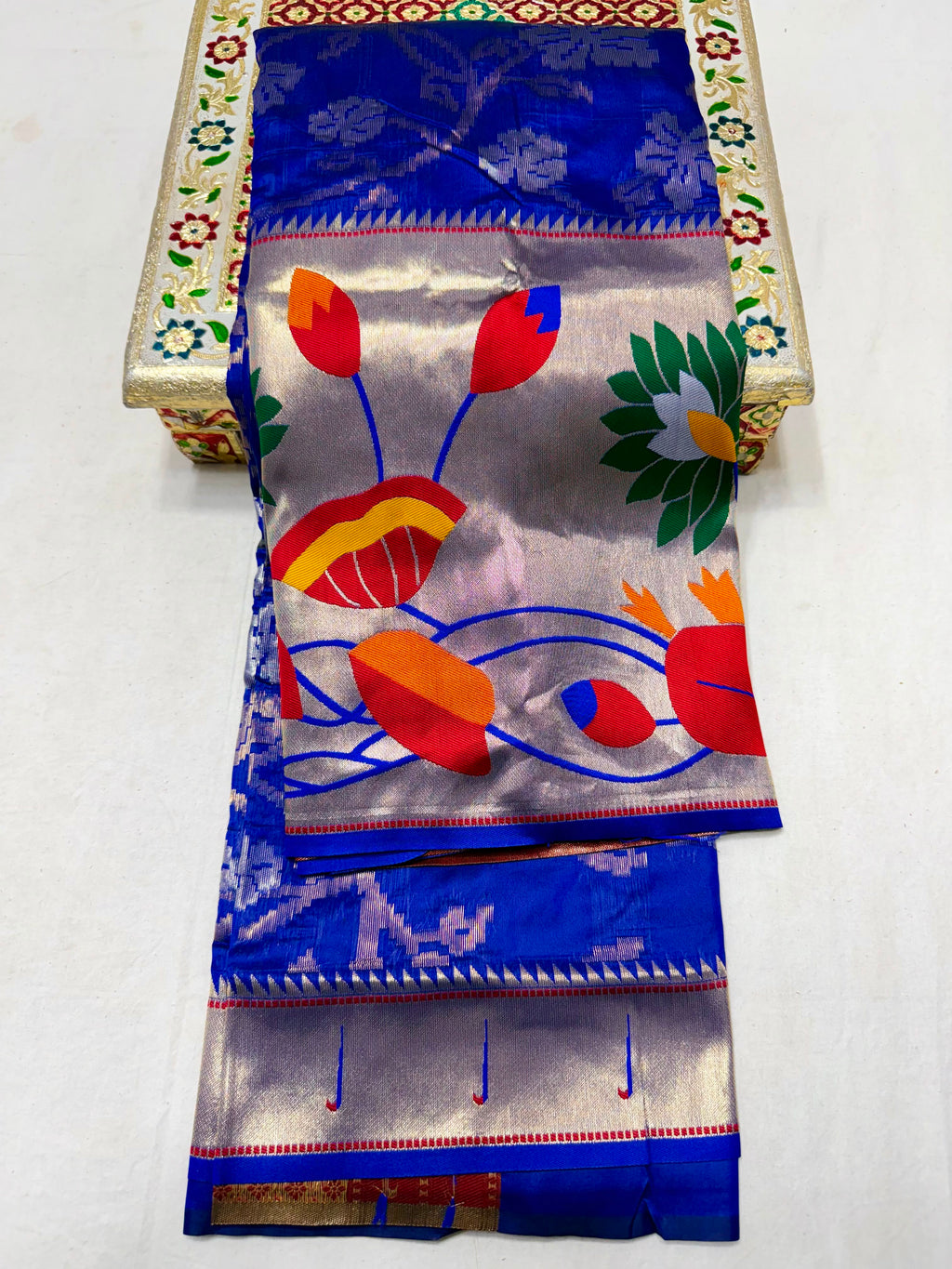 New Half All-Over Yeola Brocade Paithani Saree with Lotus Pallu & Brocade Blouse