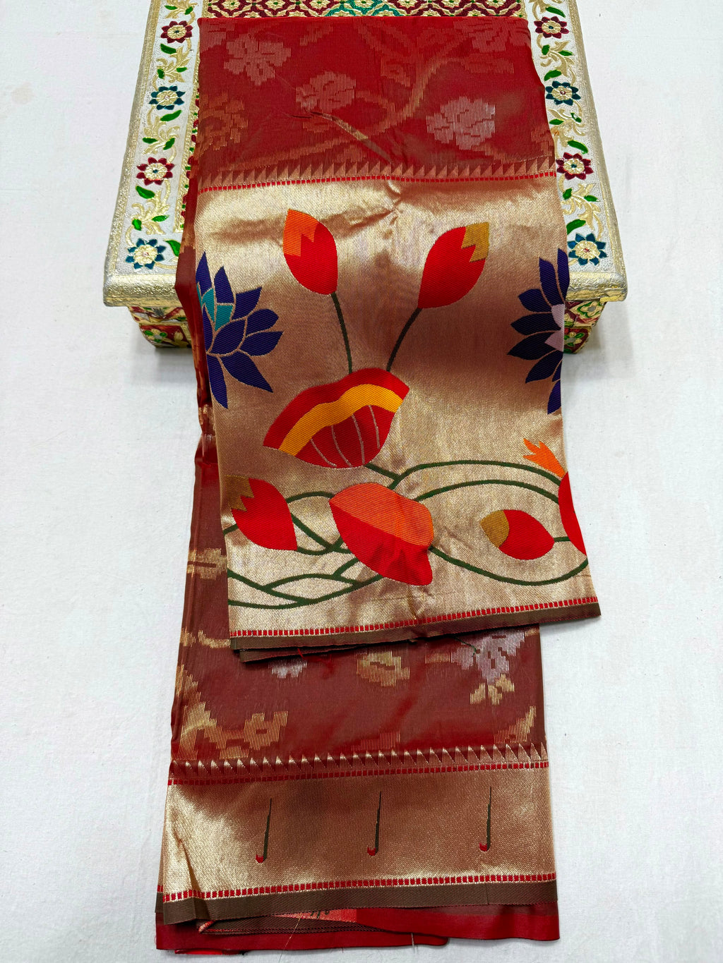 New Half All-Over Yeola Brocade Paithani Saree with Lotus Pallu & Brocade Blouse