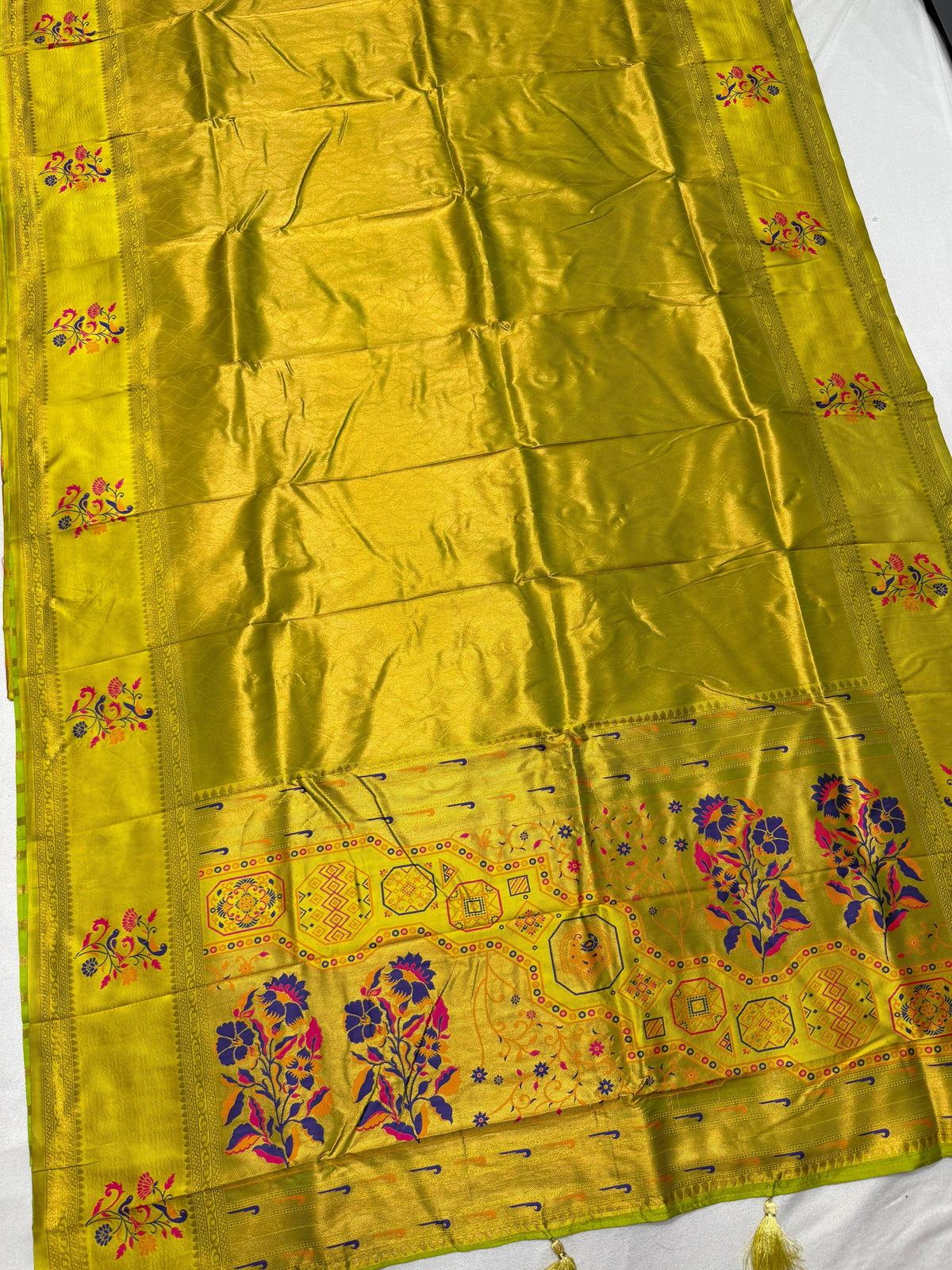 Premium Kanchipuram Soft Silk Saree with Contrast Blouse