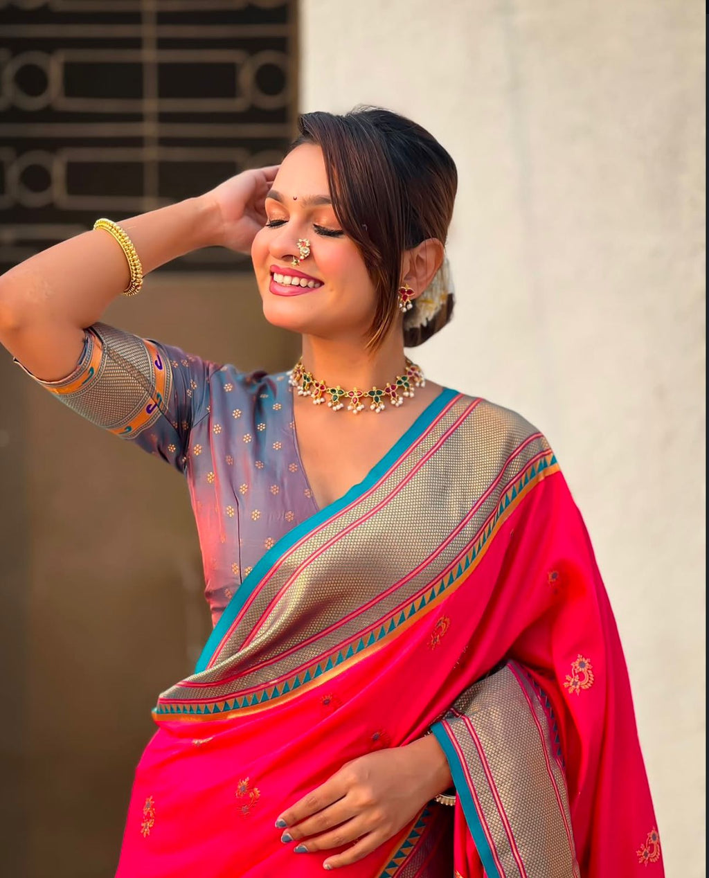 Megha Nath Paithani Soft Silk Saree with Meenakari Pallu