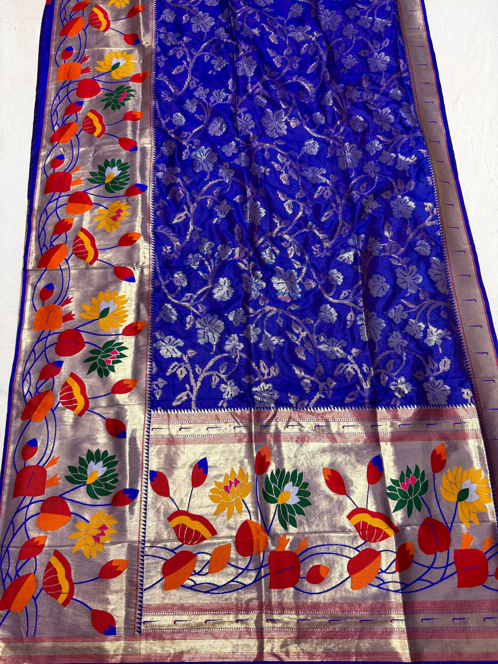 New Half All-Over Yeola Brocade Paithani Saree with Lotus Pallu & Brocade Blouse