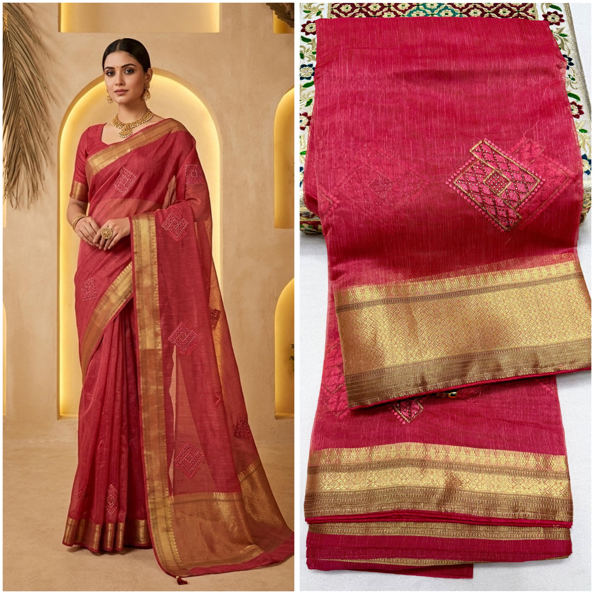 Pure Organza Silk Saree with Rich Pallu